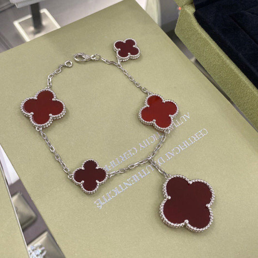 [Lumi Jewellery]CLOVER 5 MOTIFS SIVLER CARNELIAN BRACELET