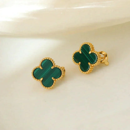 [Lumi Jewellery]CLOVER MEDIUM 1 MOTIFS MALACHITE  EARRINGS