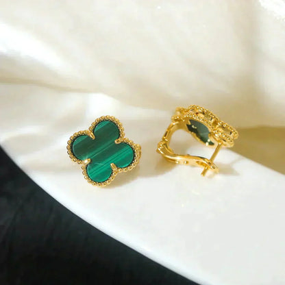 [Lumi Jewellery]CLOVER MEDIUM 1 MOTIFS MALACHITE  EARRINGS