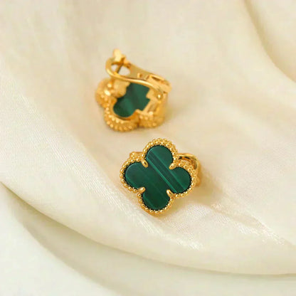 [Lumi Jewellery]CLOVER MEDIUM 1 MOTIFS MALACHITE  EARRINGS