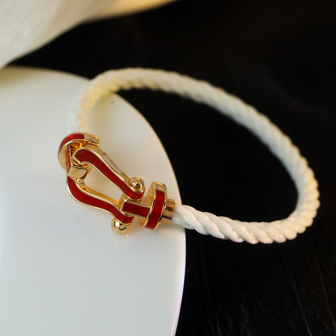 [Lumi Jewellery]FORCE 10 WHITE TEXTILE DIAMOND PAVED