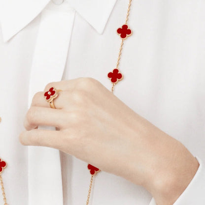 [Lumi Jewellery]CLOVER CARNELIAN RING ROSE GOLD DIAMOND
