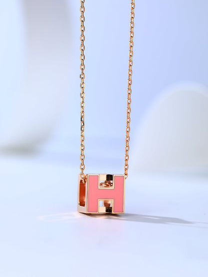 [Lumi Jewellery]H CAGE PINK GOLD NECKLACE