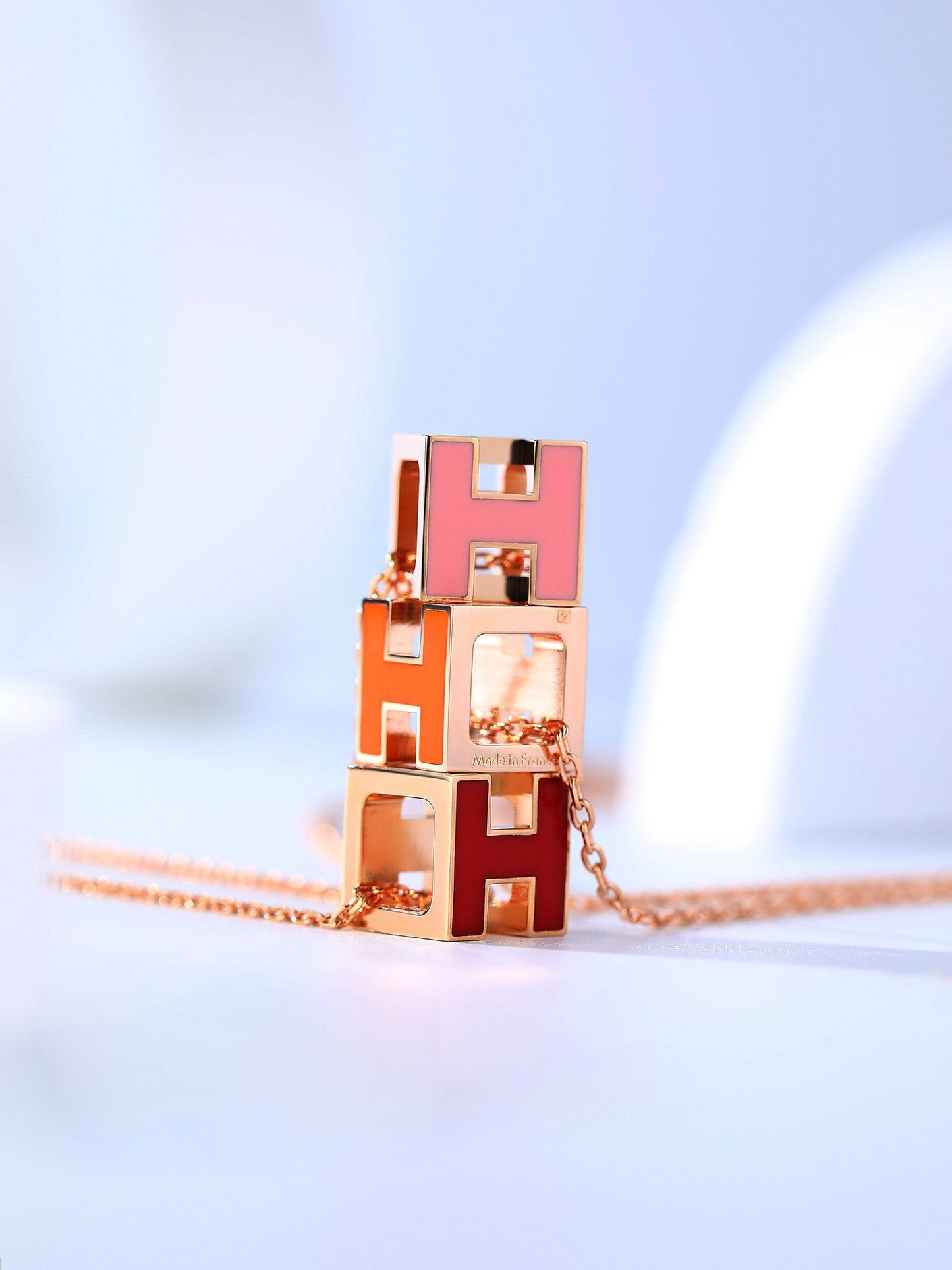 [Lumi Jewellery]H CAGE PINK GOLD NECKLACE