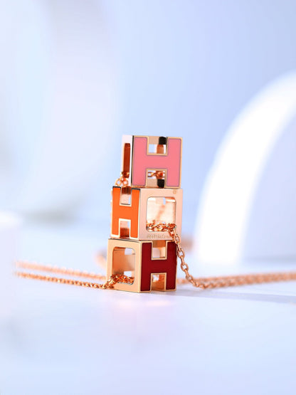 [Lumi Jewellery]H CAGE PINK GOLD NECKLACE