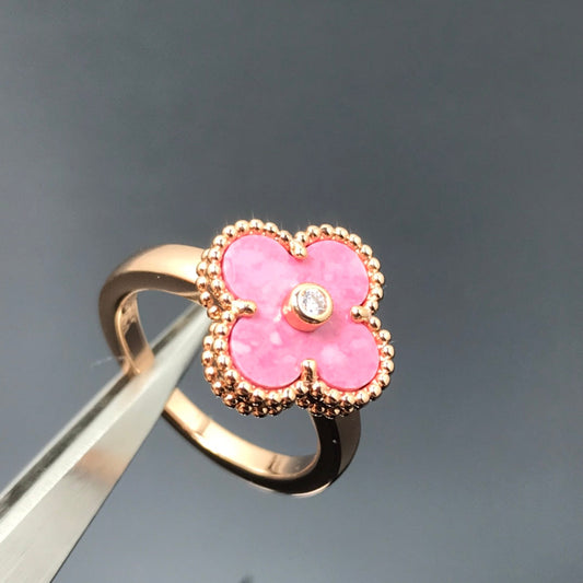 [Lumi Jewellery]CLOVER RHODONITE ROSE GOLD RING