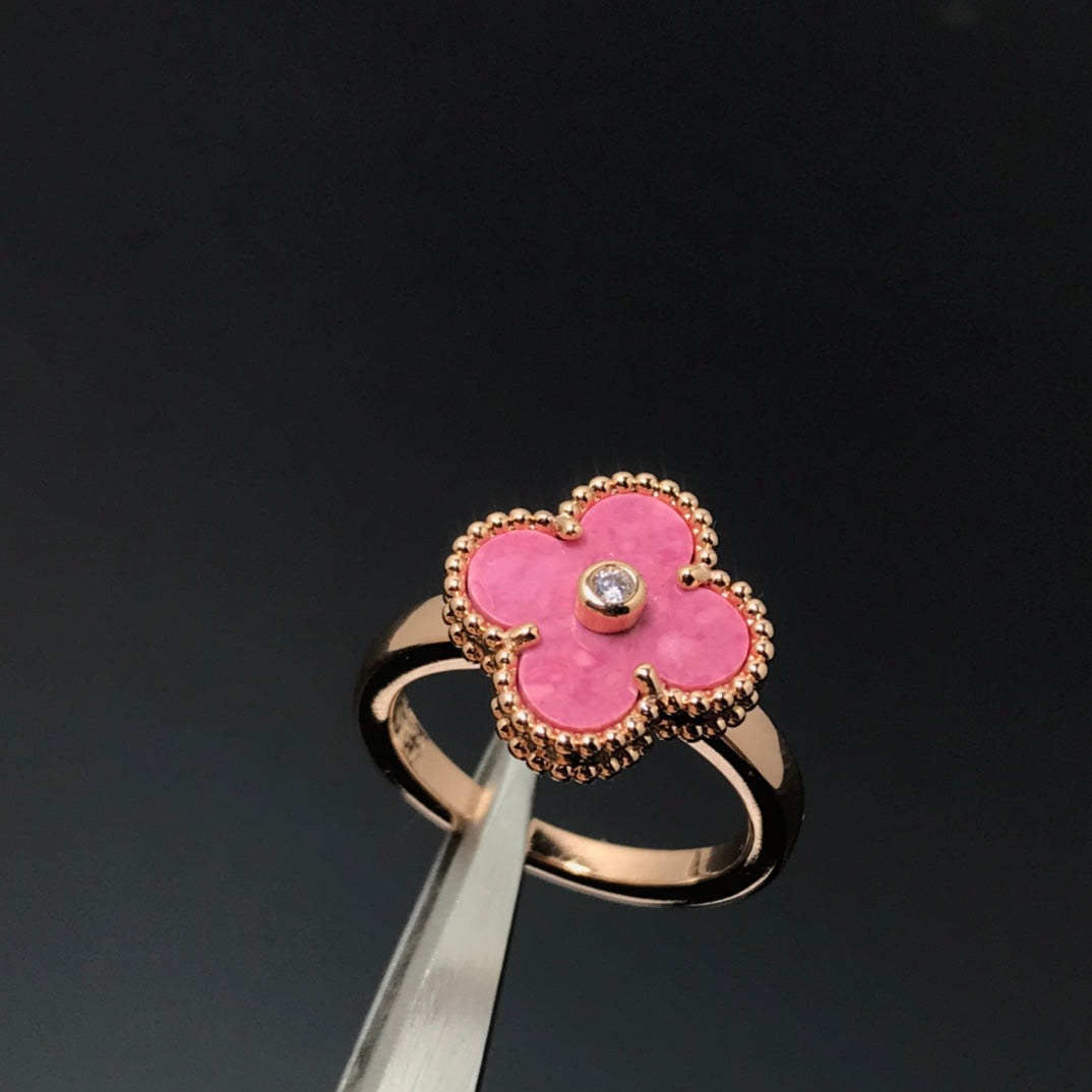 [Lumi Jewellery]CLOVER RHODONITE ROSE GOLD RING