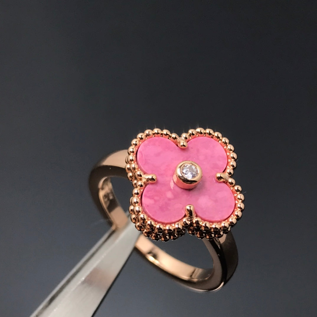 [Lumi Jewellery]CLOVER RHODONITE ROSE GOLD RING