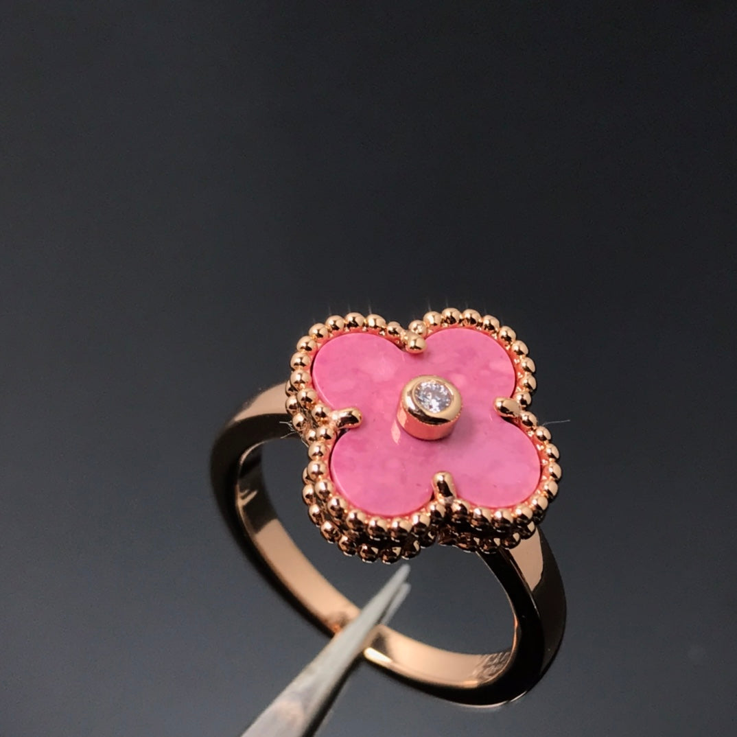 [Lumi Jewellery]CLOVER RHODONITE ROSE GOLD RING