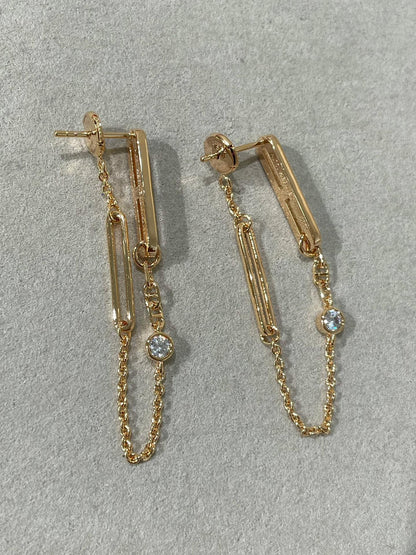 [Lumi Jewellery]CHAINE CHAOS DIAMOND DROP EARRINGS