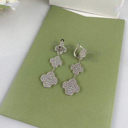 [Lumi Jewellery]CLOVER 3 MOTIF DIAMOND SILVER DROP EARRINGS