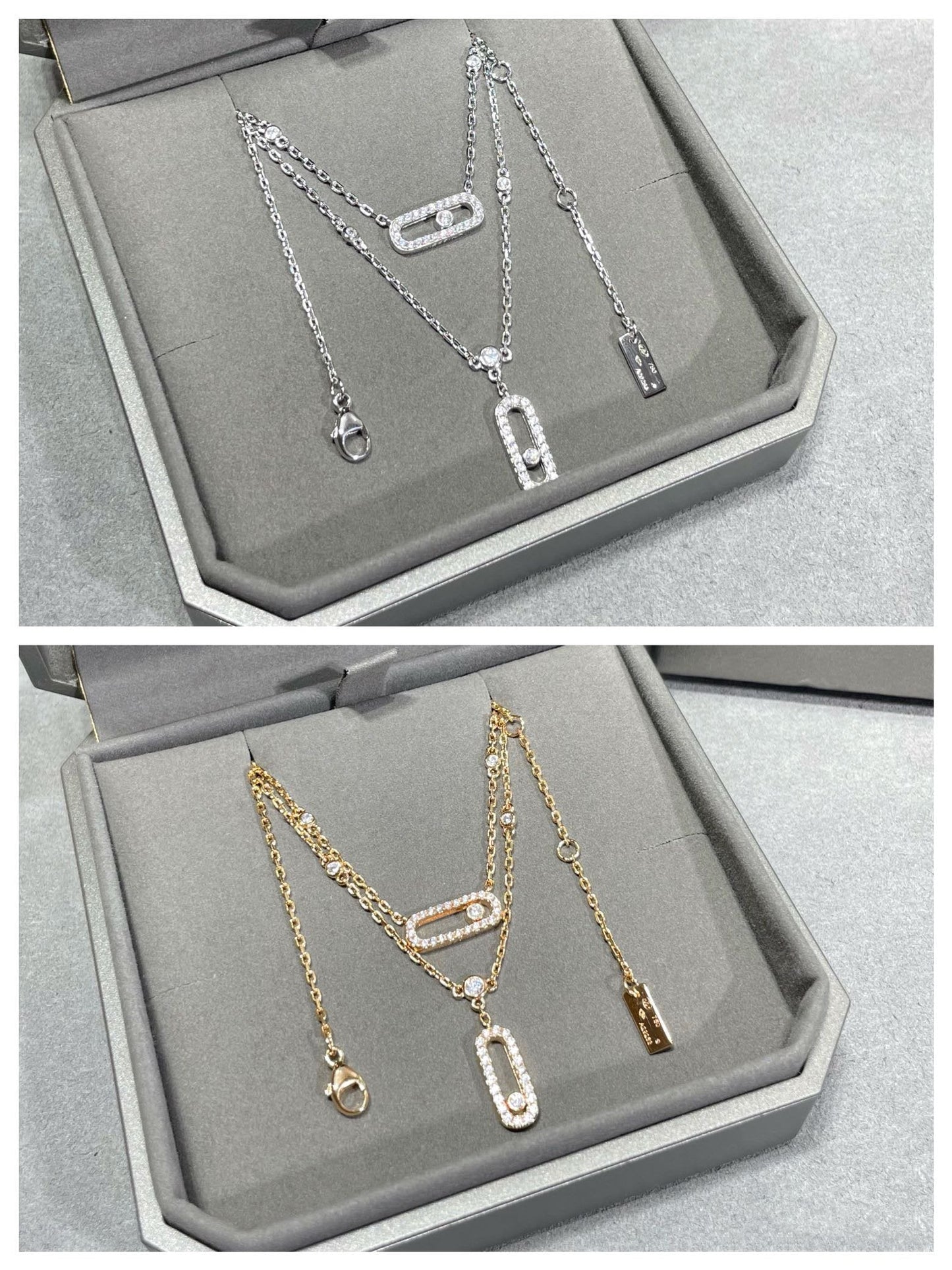 [Lumi]MOVE 2 ROW DIAMOND NECKLACE