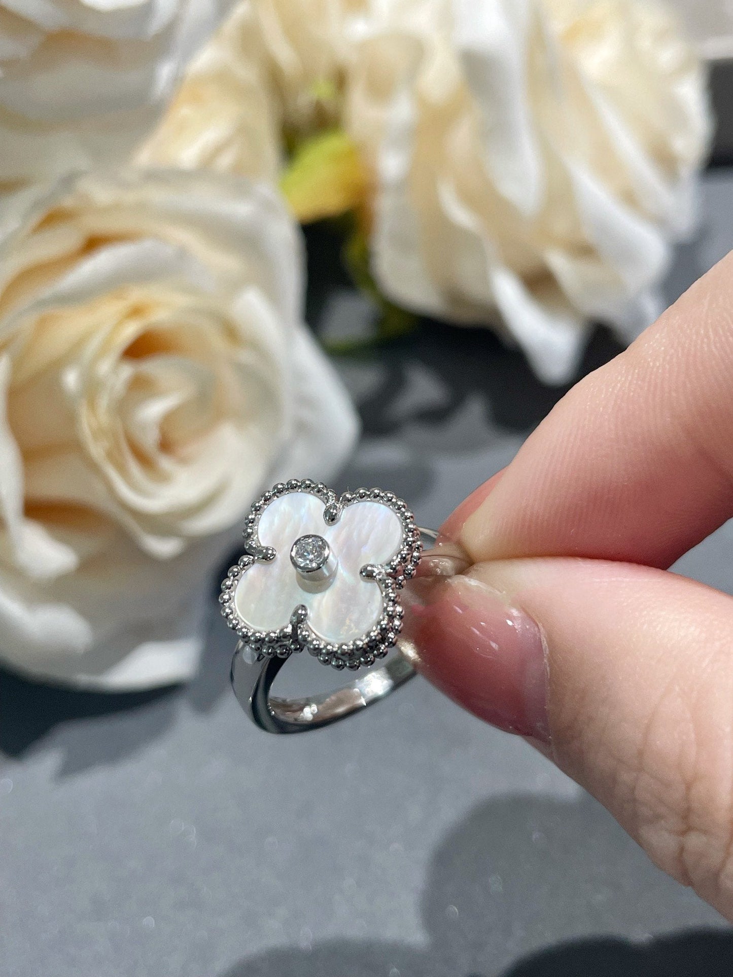 [Lumi Jewellery]CLOVER SILVER MOP DIAMOND RING