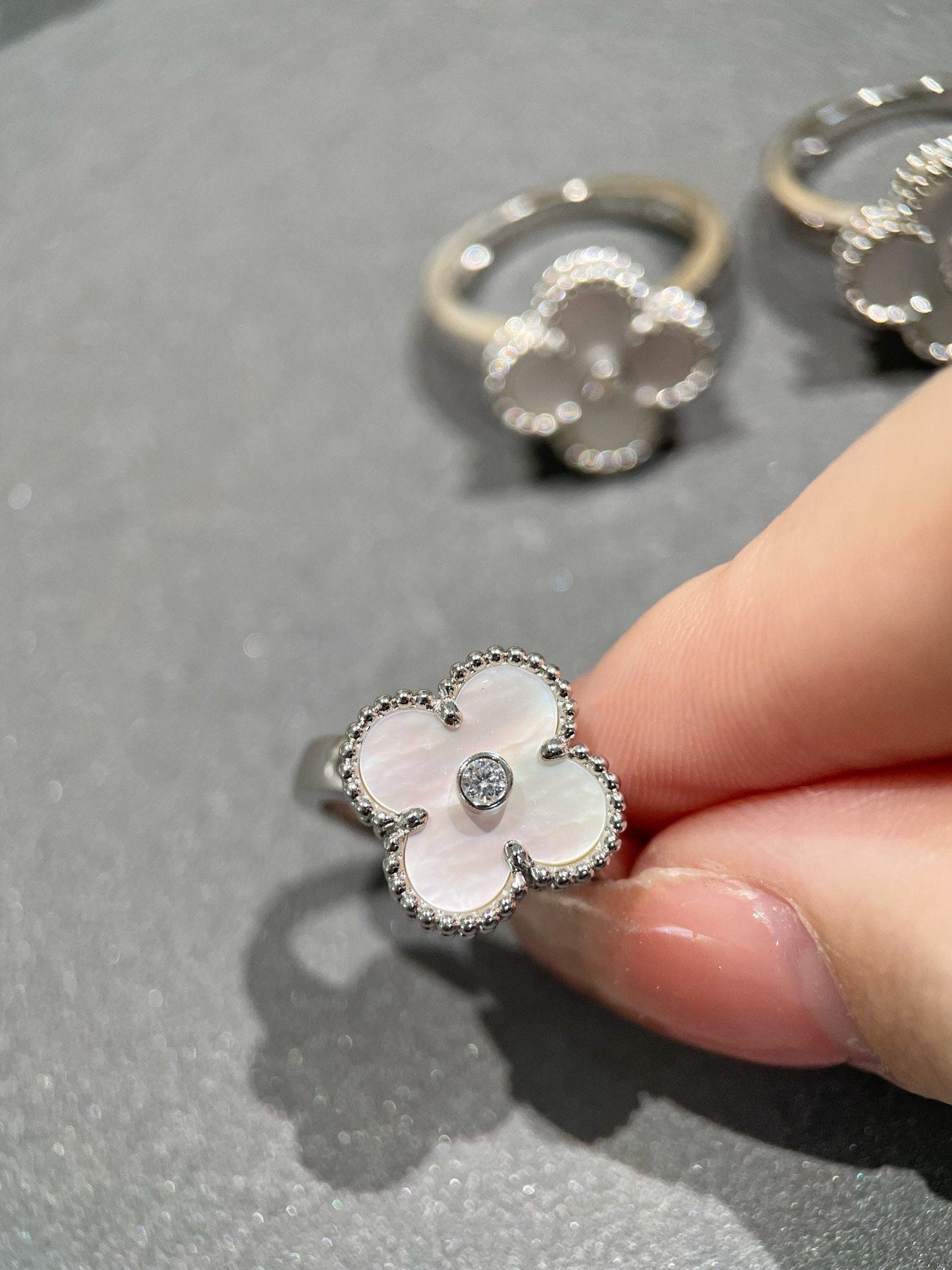 [Lumi Jewellery]CLOVER SILVER MOP DIAMOND RING