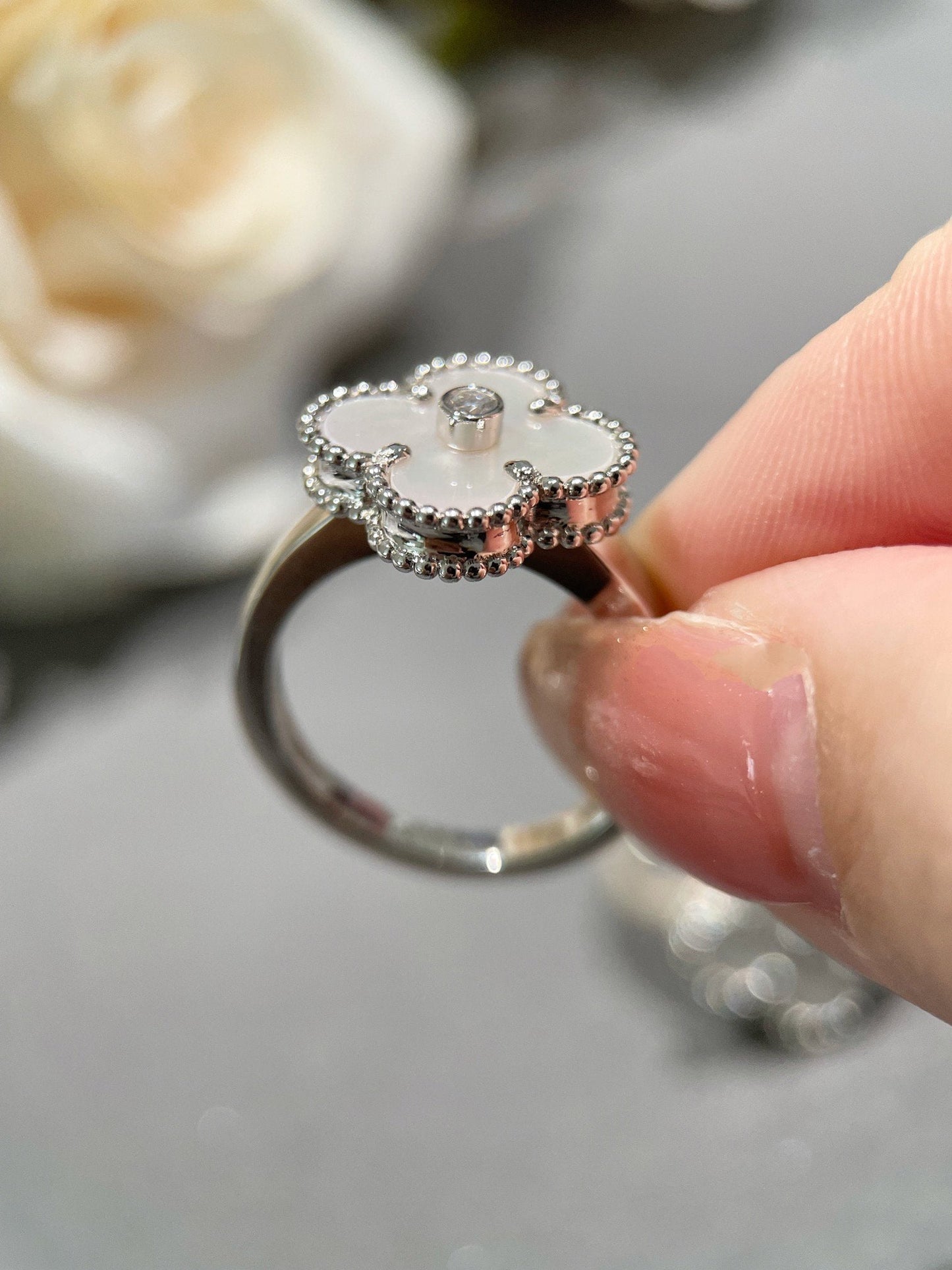 [Lumi Jewellery]CLOVER SILVER MOP DIAMOND RING