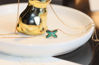 [Lumi Jewellery]JEUX MALACHITE 1 DIAMOND PINK GOLD NECKLACE