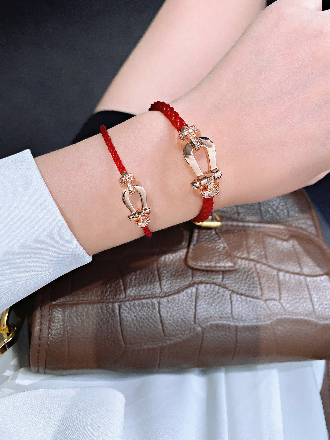 [Lumi Jewellery]FORCE 10 HALF DIAMOND PINK GOLD RED CORDERI LARGE AND MEDIUM MODEL