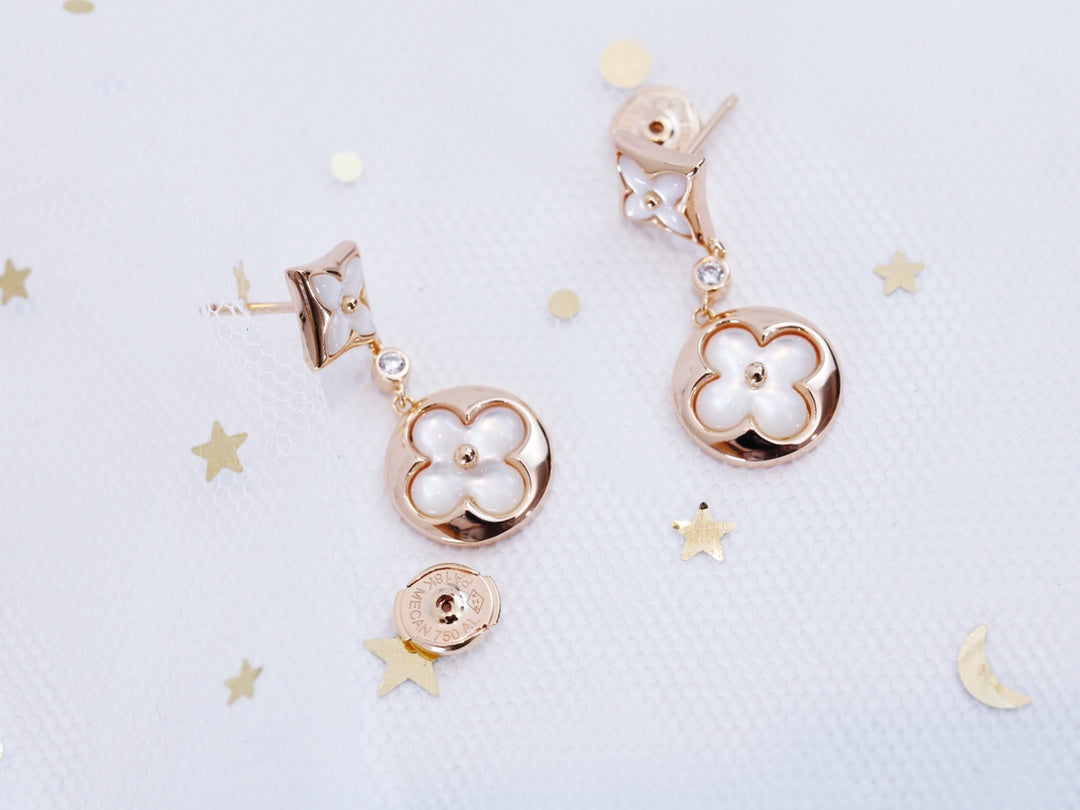 [Lumi Jewellery]STAR AND SUN PINK GOLD MOP DROP EARRINGS