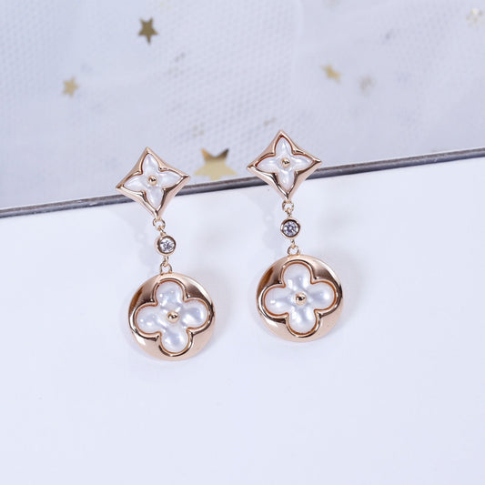 [Lumi Jewellery]STAR AND SUN PINK GOLD MOP DROP EARRINGS