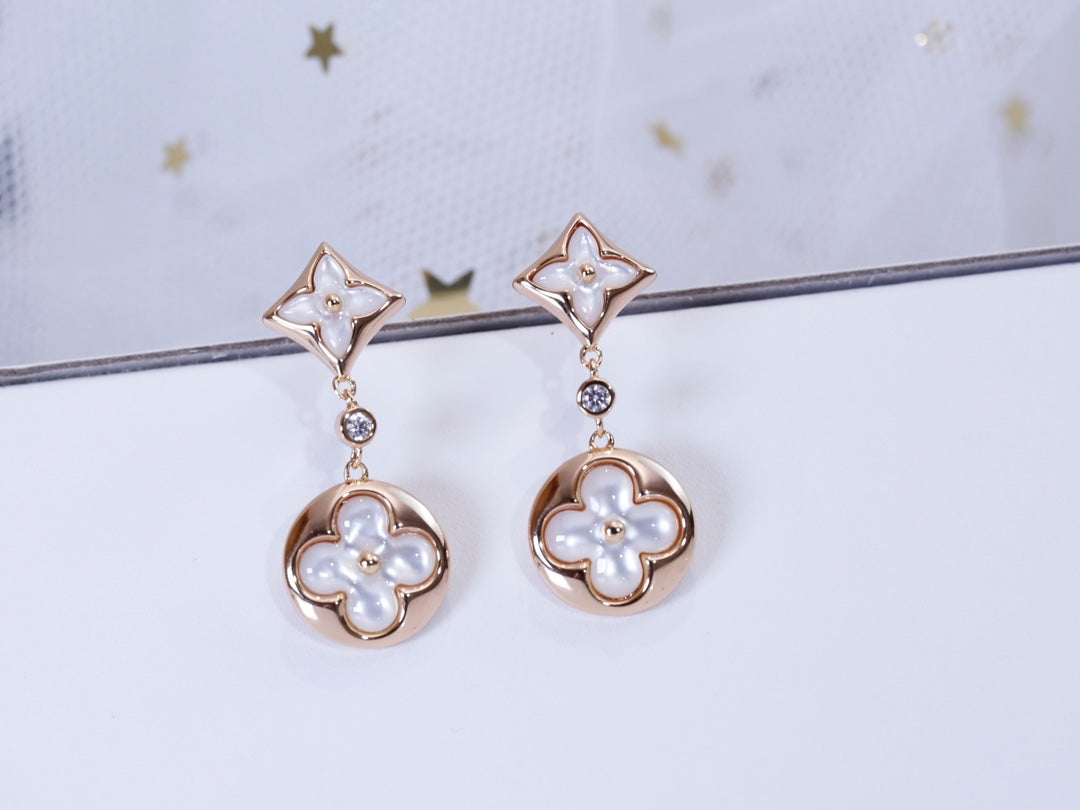 [Lumi Jewellery]STAR AND SUN PINK GOLD MOP DROP EARRINGS