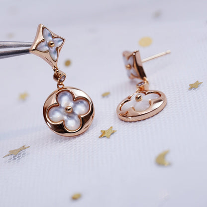 [Lumi Jewellery]STAR AND SUN PINK GOLD MOP DROP EARRINGS
