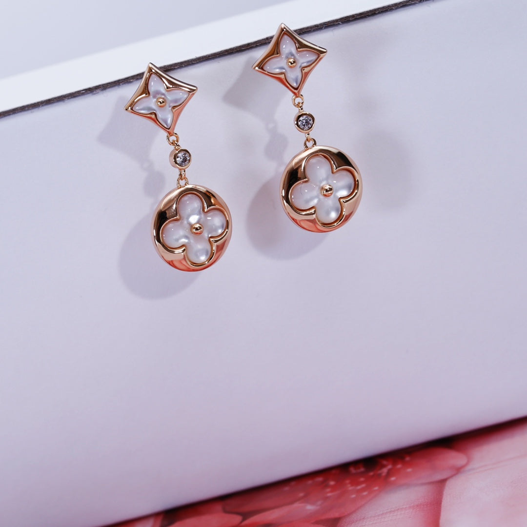 [Lumi Jewellery]STAR AND SUN PINK GOLD MOP DROP EARRINGS