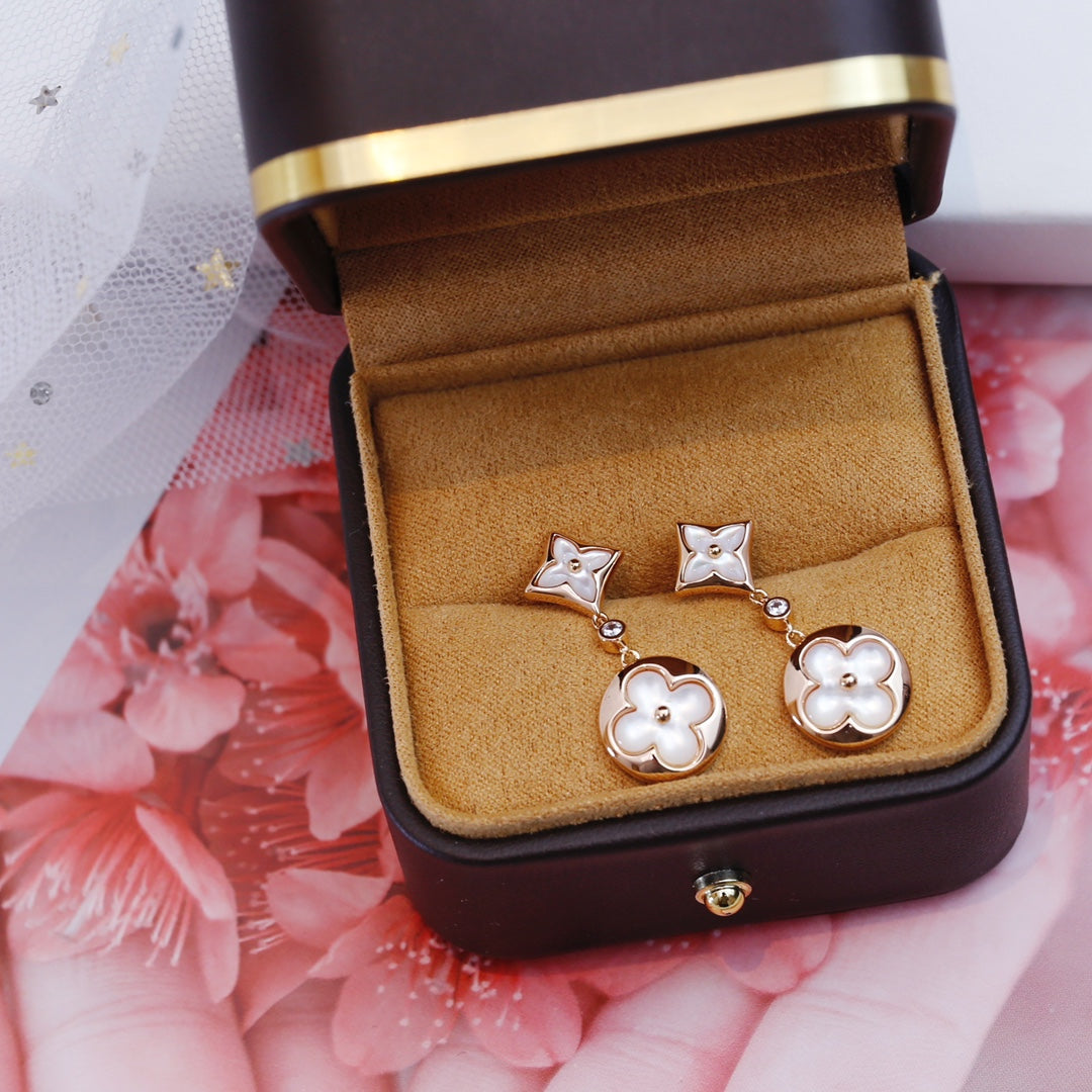 [Lumi Jewellery]STAR AND SUN PINK GOLD MOP DROP EARRINGS