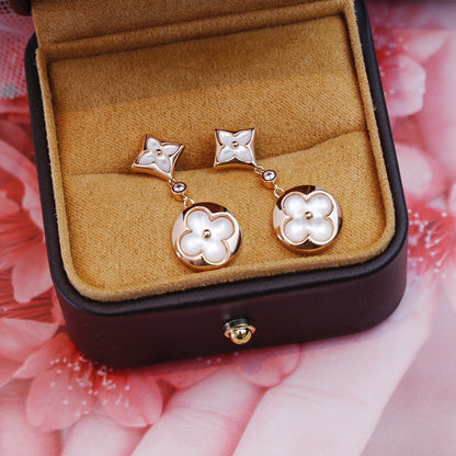 [Lumi Jewellery]STAR AND SUN PINK GOLD MOP DROP EARRINGS