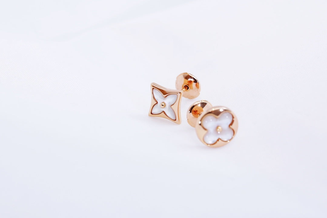[Lumi Jewellery]STAR AND SUN PINK GOLD MOP STUD EARRINGS
