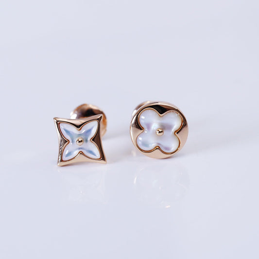 [Lumi Jewellery]STAR AND SUN PINK GOLD MOP STUD EARRINGS
