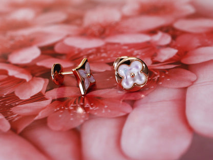[Lumi Jewellery]STAR AND SUN PINK GOLD MOP STUD EARRINGS