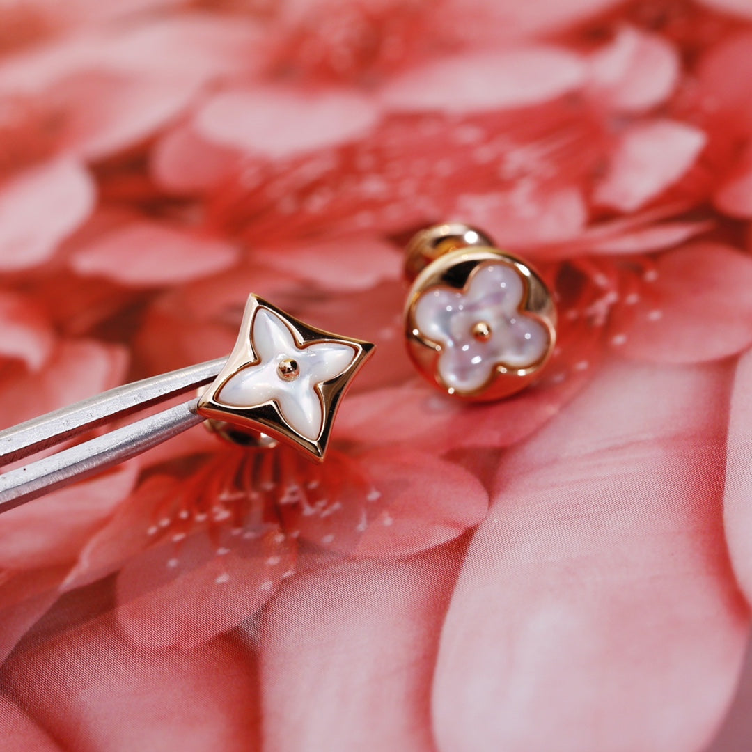 [Lumi Jewellery]STAR AND SUN PINK GOLD MOP STUD EARRINGS