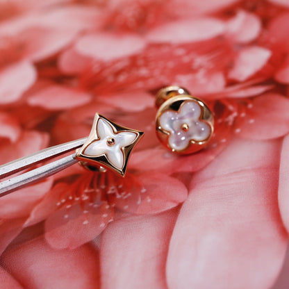 [Lumi Jewellery]STAR AND SUN PINK GOLD MOP STUD EARRINGS