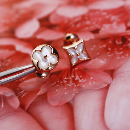 [Lumi Jewellery]STAR AND SUN PINK GOLD MOP STUD EARRINGS