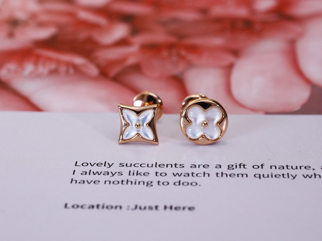 [Lumi Jewellery]STAR AND SUN PINK GOLD MOP STUD EARRINGS