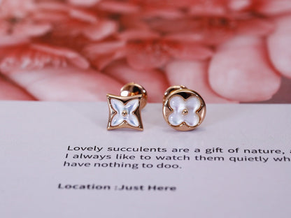 [Lumi Jewellery]STAR AND SUN PINK GOLD MOP STUD EARRINGS