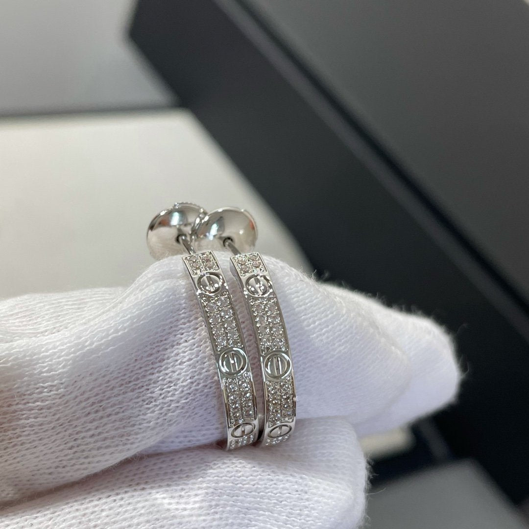 [Lumi Jewellery]LOVE DIAMOND SILVER HOOP EARRINGS