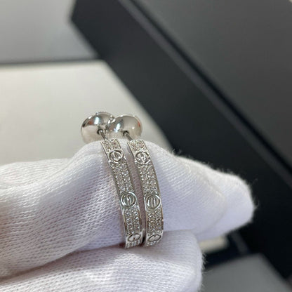 [Lumi Jewellery]LOVE DIAMOND SILVER HOOP EARRINGS