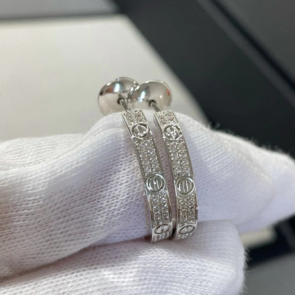 [Lumi Jewelery]LOVE EARRINGS 3.6MM DIAMOND PAVED
