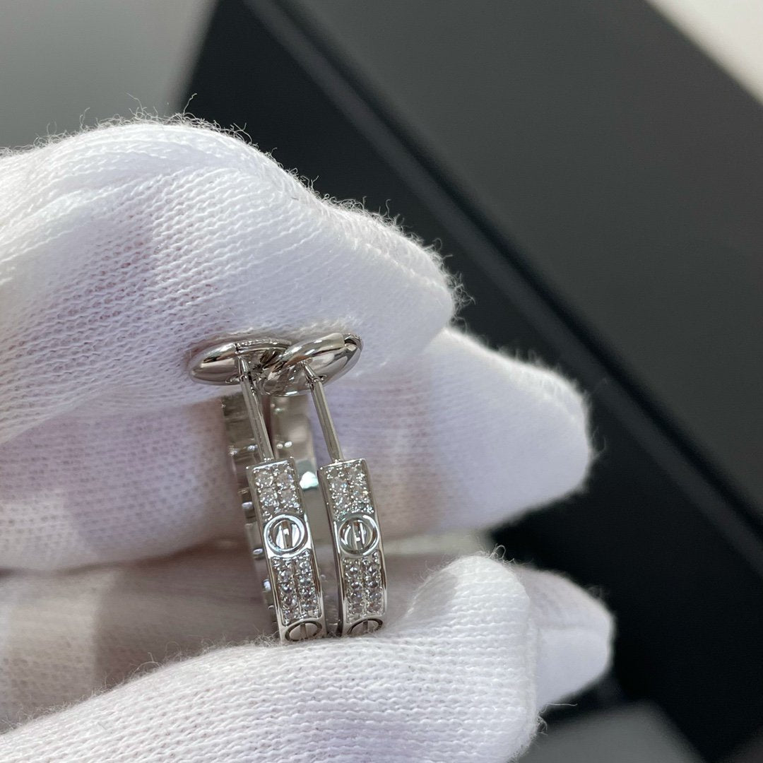 [Lumi Jewellery]LOVE DIAMOND SILVER HOOP EARRINGS