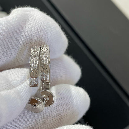 [Lumi Jewellery]LOVE DIAMOND SILVER HOOP EARRINGS