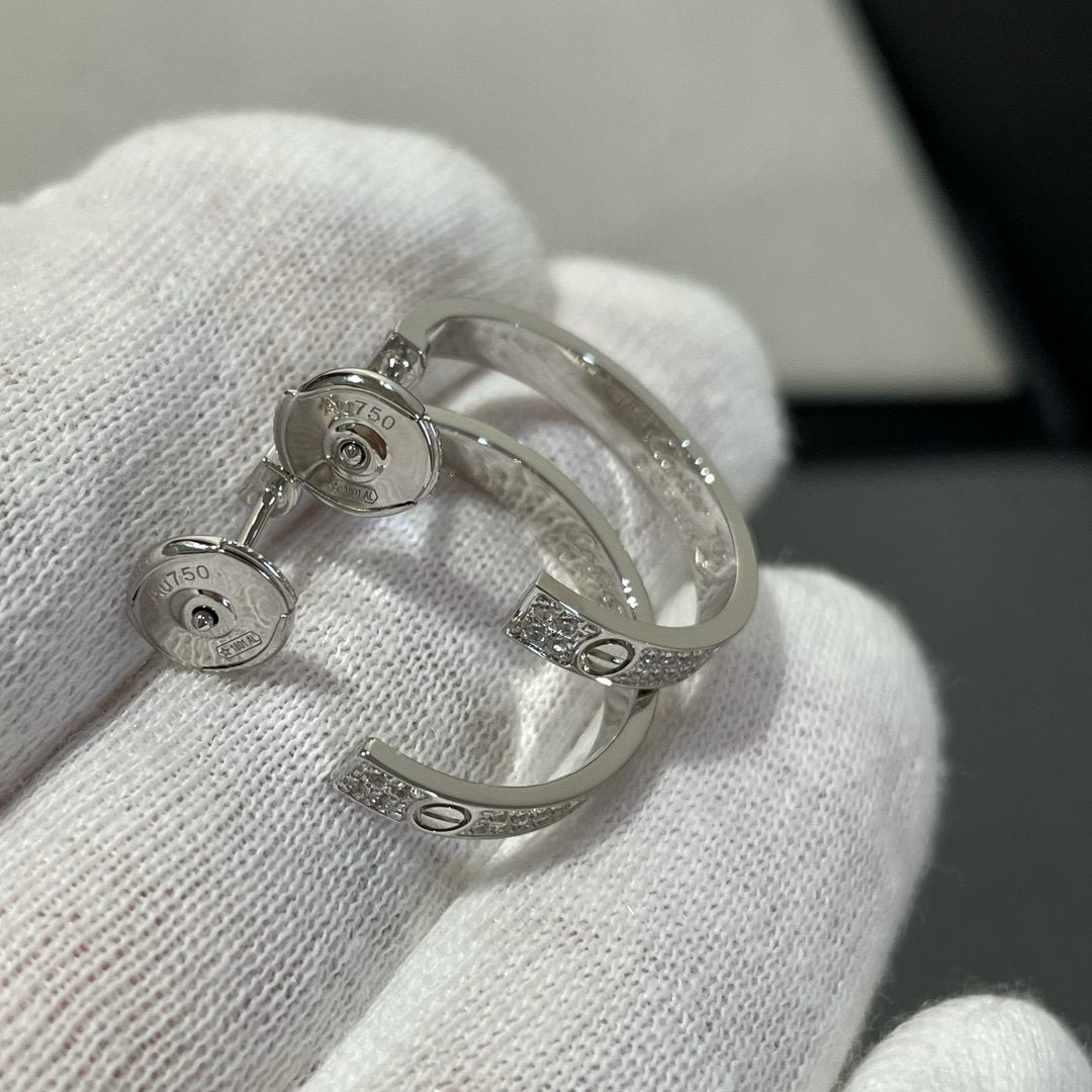[Lumi Jewellery]LOVE DIAMOND SILVER HOOP EARRINGS