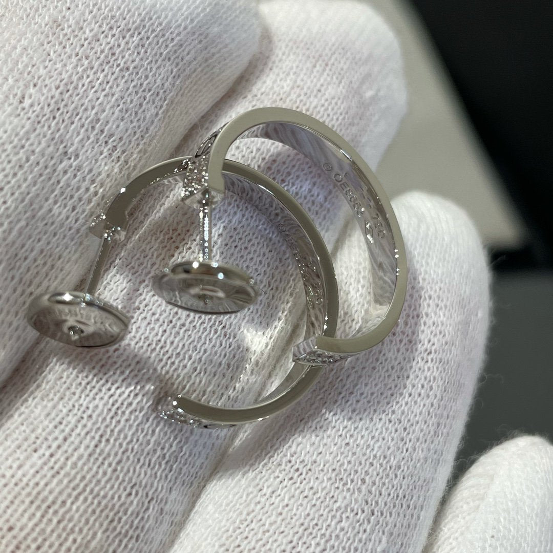 [Lumi Jewellery]LOVE DIAMOND SILVER HOOP EARRINGS