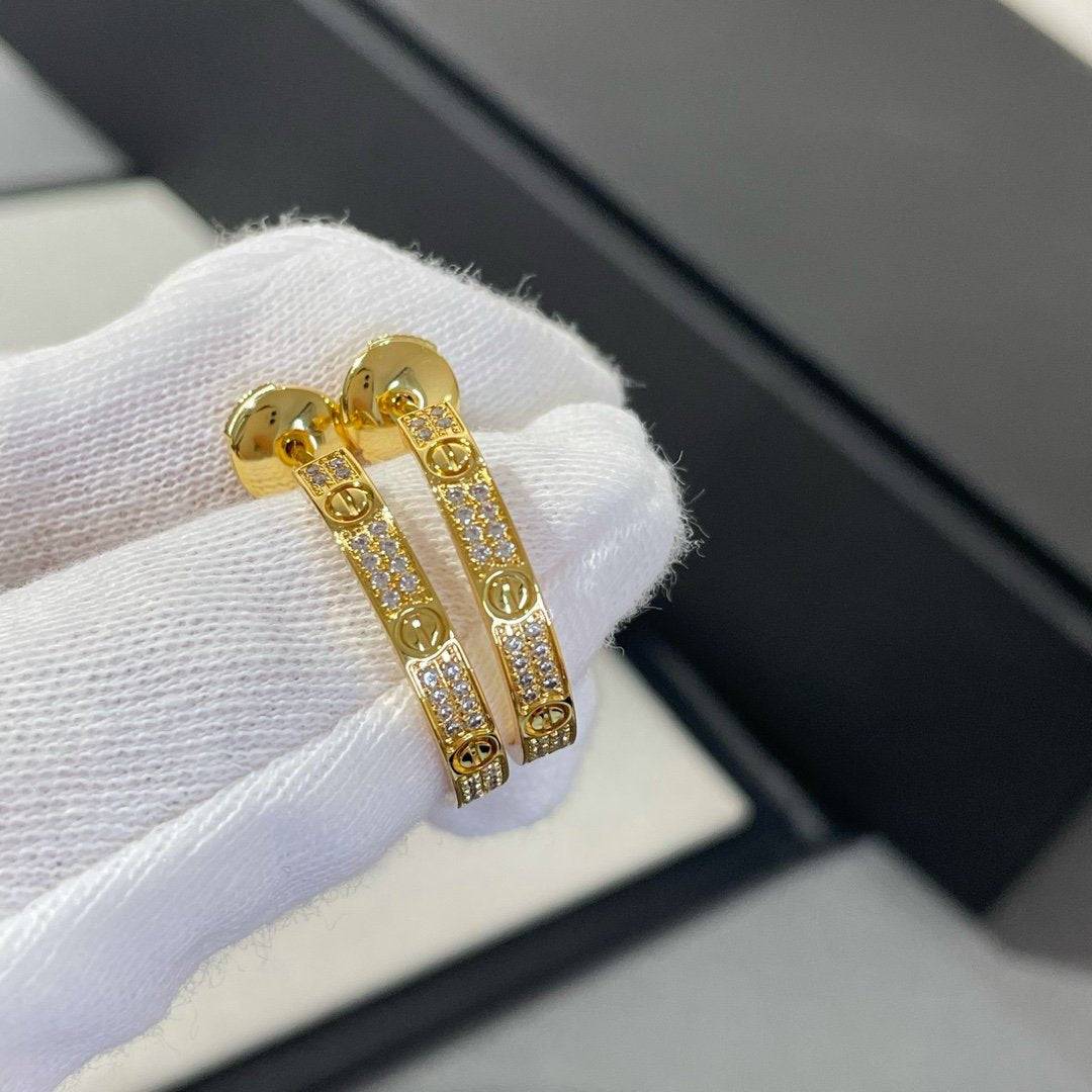 [Lumi Jewellery]LOVE DIAMOND GOLD HOOP EARRINGS