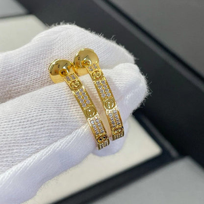 [Lumi Jewelery]LOVE EARRINGS 3.6MM DIAMOND PAVED