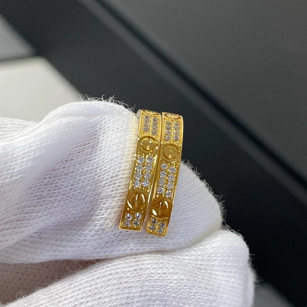 [Lumi Jewelery]LOVE EARRINGS 3.6MM DIAMOND PAVED