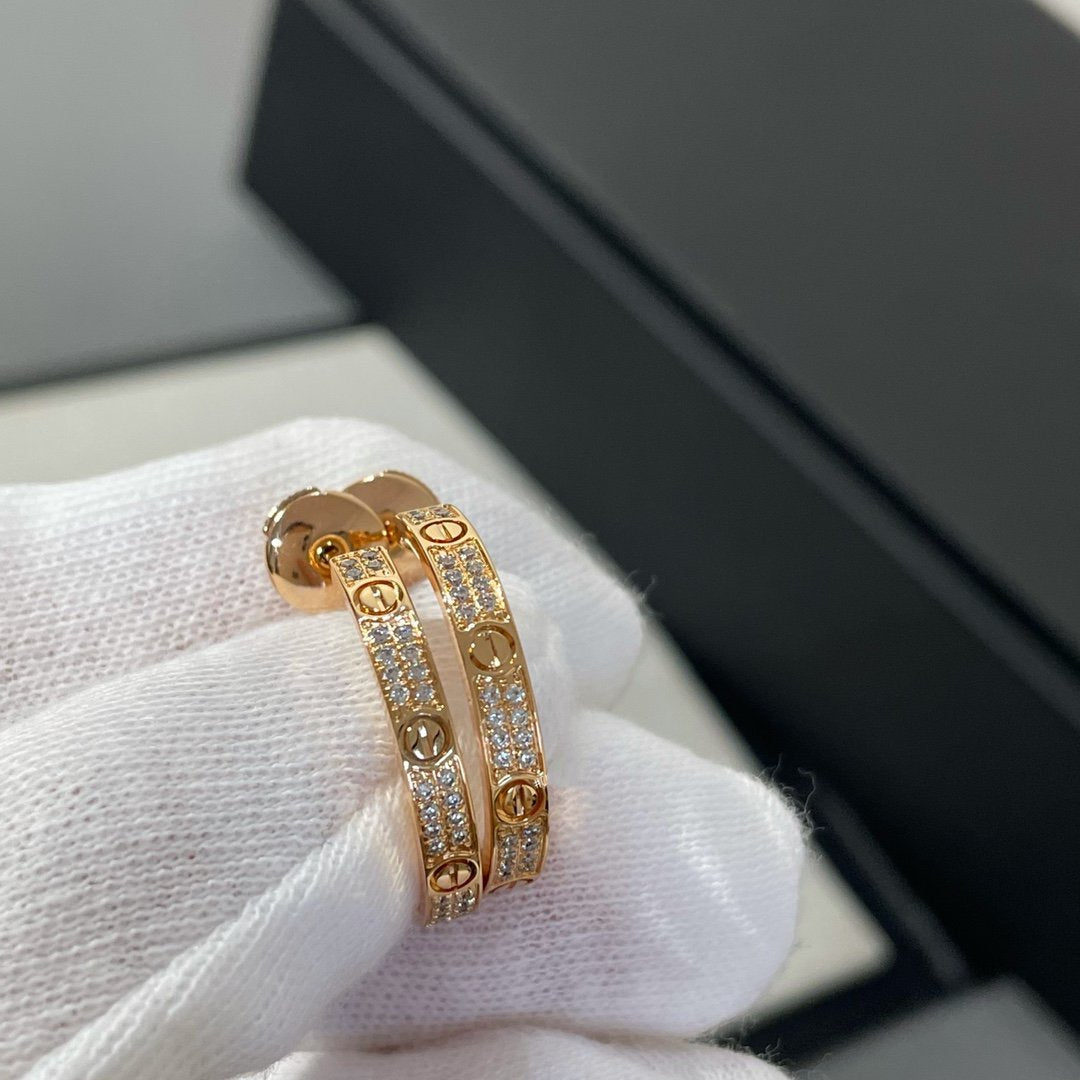 [Lumi Jewellery]LOVE DIAMOND PINK GOLD HOOP EARRINGS