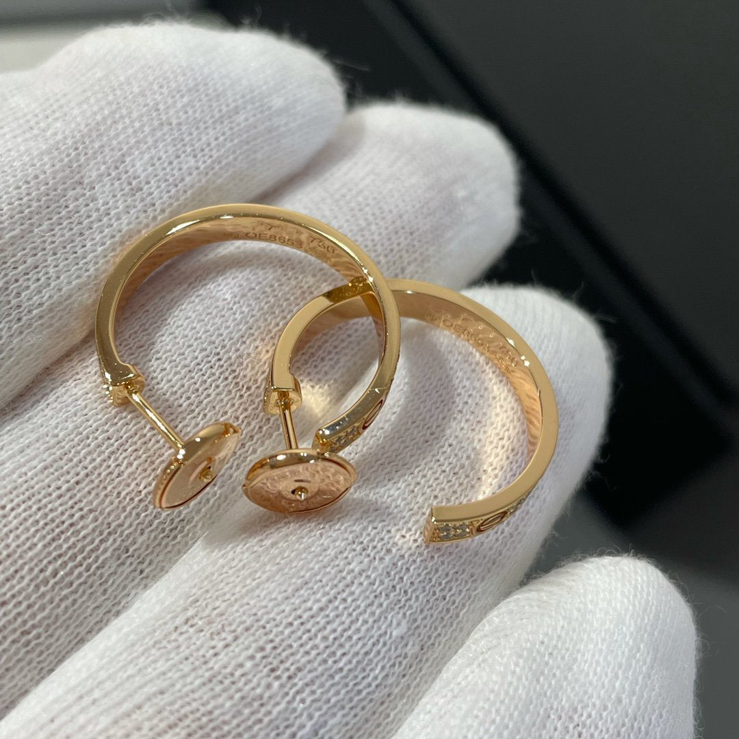 [Lumi Jewellery]LOVE DIAMOND PINK GOLD HOOP EARRINGS