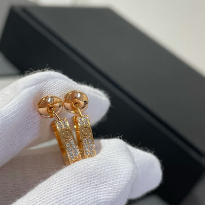 [Lumi Jewellery]LOVE DIAMOND PINK GOLD HOOP EARRINGS