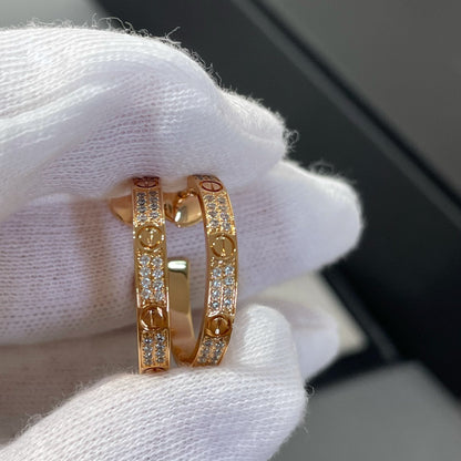 [Lumi Jewellery]LOVE DIAMOND PINK GOLD HOOP EARRINGS